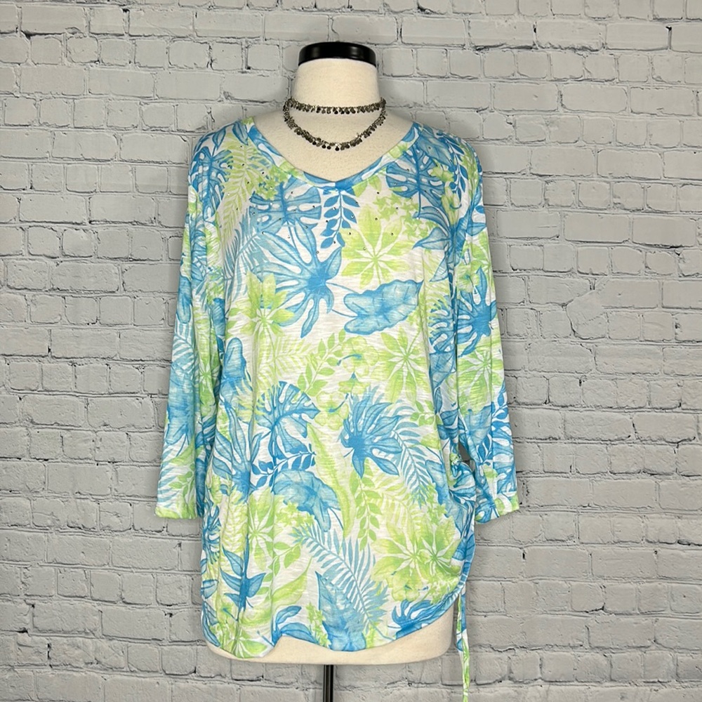 ✨Casey Key- 3/4 Sleeve Blouse - size 2X 💚🩵